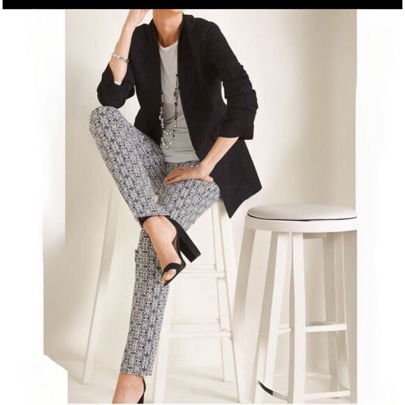 Chico’s size 4 So Slimming tile print  straight fit pants - Picture 1 of 6